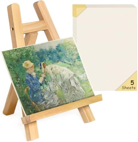 10.8 inch Tabletop Easel for Painting, Small Easel with 5 Papers by Unknown