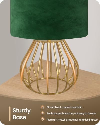 Green and Gold Table Lamp,12.6" Small Bedside Lamp with Bulb - Image 5