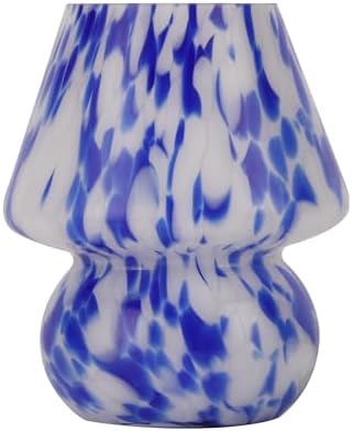 Mushroom Lamp, Blue&White, Small Glass Bedside Lamp - Image 2