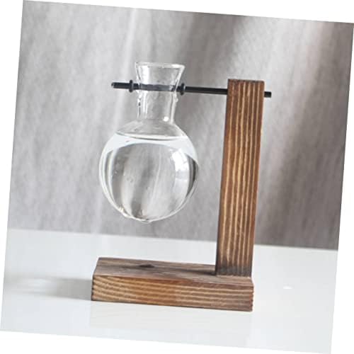Hydroponic Glass Vase with Wooden Stand, Water Planter - Image 4