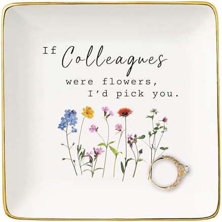 NZY If Colleagues Were Flowers-Woman,Co-Worker Appreciates Gift,Birthday Thanksgiving Christmas Gift-Colleague Promotion,Farewell,Leaving,Going Away Present-Jewelry Tray Trinket Holder Ring Dish by NZY