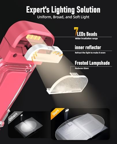 HIONXMGA 2-Pack,Rechargeable Book Lights for Reading in Bed,Pink+Purple - Image 4