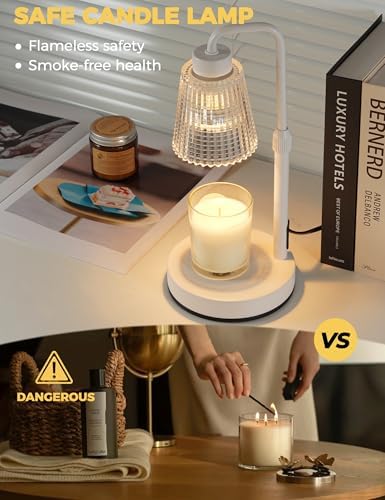 White Candle Warmer Lamp with 24h Cycle Timer, Dimmable Wax Melt Warmer - Image 2