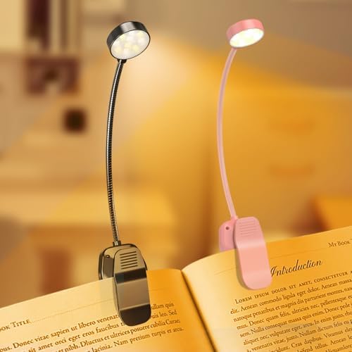 KTEBO 2 Pack Rechargeable Book Light Clip-On Reading Light for Books in Bed by KTEBO