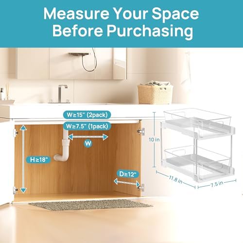 Vtopmart 4 Pack Pull Out Bathroom Under Sink Organizer (S-Standard, White) - Image 6