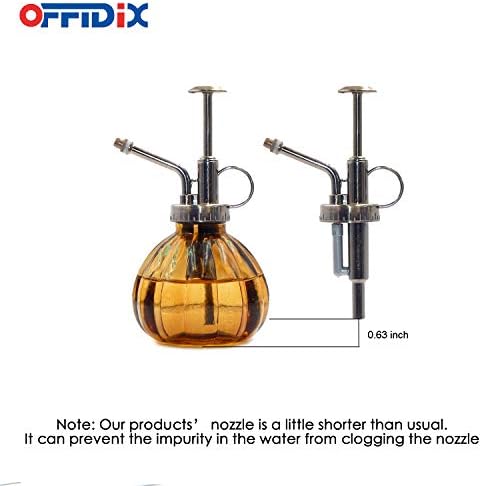 OFFIDIX Glass Spray Bottle, Brown Plant Mister Pumpkin Style Spritzer 6.7oz - Image 3
