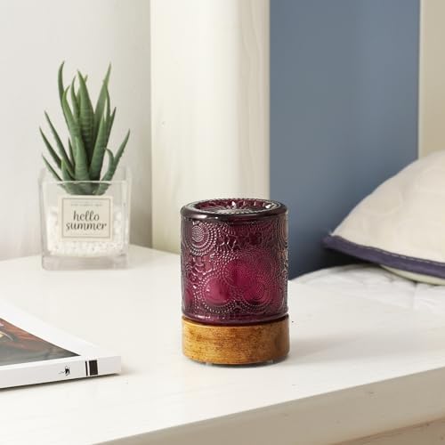 Mini Soft Warm Light Lamp Battery Operated Portable Night Light with Timer, Small Glass Vintage Dim Sleep Nightlights, Battery Powered Wireless Night Lights for Adults (1), Purple, M2-1-2 - Image 4