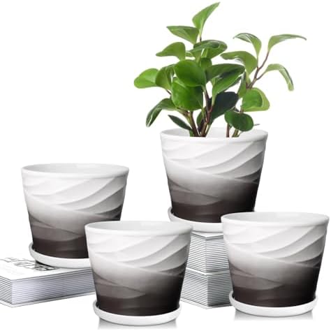 5 Inch Ceramic Plant Pots(5.5 in Diameter),Set of 4 by YUFDA