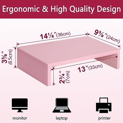 TEAMIX Pink Monitor Stand Riser, Small - Image 4