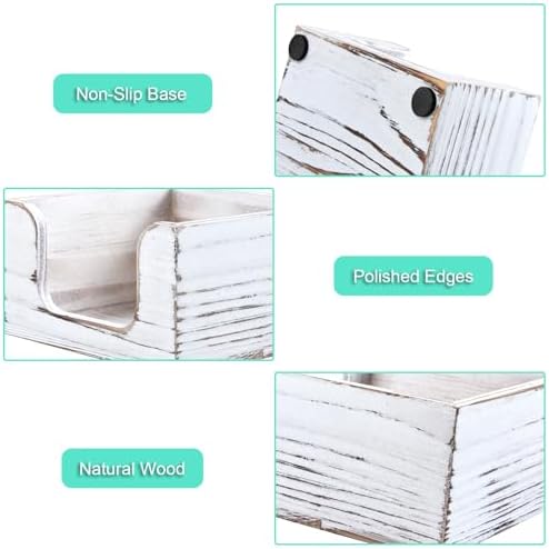 Wood Sticky Note Holder, White Washed 3 x 3 Inch Post It Note Dispenser for Office Desk Accessories, Self Stick Note Pad Holder, Memo Pad Holder Dispenser Organizer for School Office Desk Supplies - Image 4