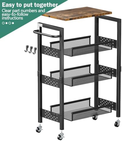 Vivihomety 4-Tier Laundry Utility Rolling Cart with Wheels, Metal - Image 6