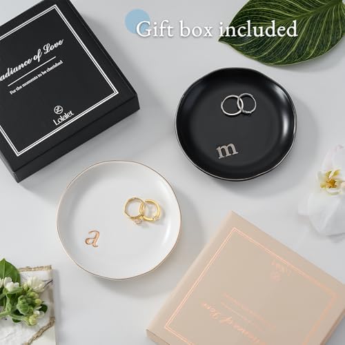 Lolalet Handmade Ceramic Ring Dish Jewelry Tray Plate with Initial, Small Monogram Gift for Her Women Girls Mother, Hostess, Engagement, Bridal Shower, Maid of Honor, Bridesmaid, Birthday, Christmas - Image 6
