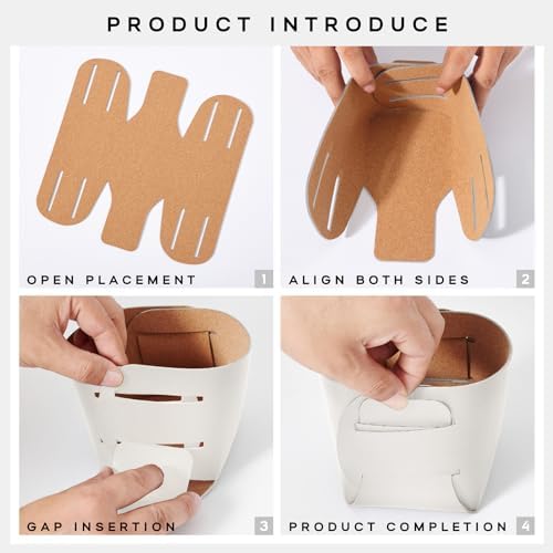 HOMIEAZICOZI 2-Pack Cork Leather Desk Accessories Storage - Pencil Pen Holder - Makeup Brush Holder Organizer - Stylish Addition to Home Decor (White) - Image 6