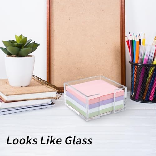 Acrylic Sticky Note Holder, 3 x 3 Crystal Clear Acrylic Notepad Holder Sticky Note Dispenser for Dorm Room and Office Desk Organizer - Image 5