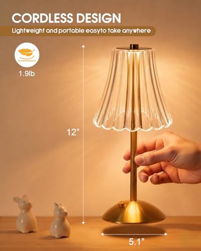 Nusogon 2 Pack Rechargeable Cordless Table Lamp, Touch Control Desk Lamp - Image 2