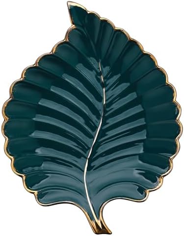 VanEnjoy Candy Dishes Decorative, Key Bowl for Entryway Table, Green Ceramic Bowl Decorative, Decorative Bowl for Keys, Leaf Jewelry Plate Tray by VanEnjoy