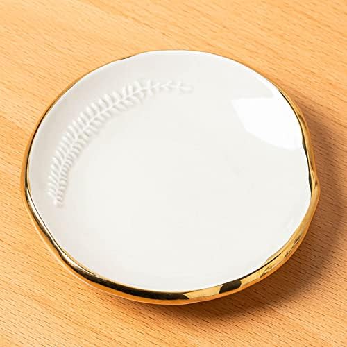 Ceramic Leaf Jewelry Dish Tray Ring Holder, White by CEIERPH
