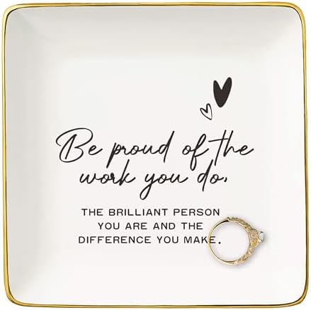 Happy Retirement Gifts for Women Her-Retirement Appreciation Gift for Mom Boss Co-workers,Teachers,Nurse,Friends,Wife,Sister-Promotion New Job Present-Ceramic Jewelry Tray Trinket Holder Ring Dish by NZY