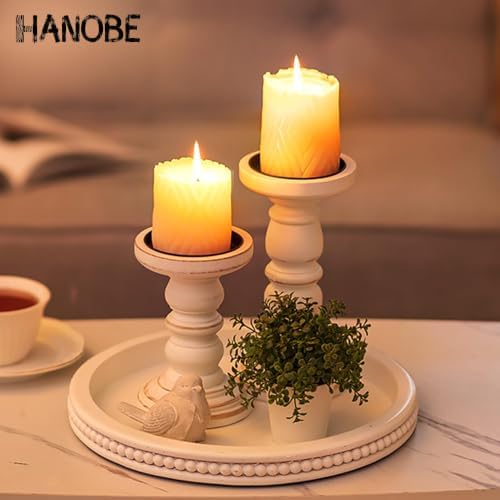Hanobe Round Decorative Tray for Coffee Table, White, 11.8-inch - Image 2