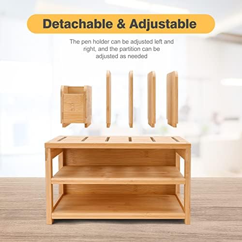 Homde Desk Organizer with File Holder: 3-Tier Bamboo Organization for Desks - Image 2