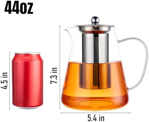 Baalaka Teapot with Infuser, 44 oz Borosilicate Glass Kettle, Stovetop - Image 2