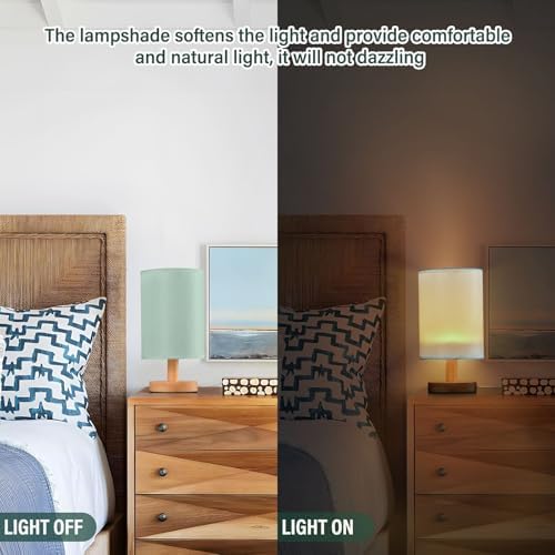 Light Green Pattern Bedside Table Lamp for Bedroom Small Lamps for Nightstand Lamp with Non-Slip Base LED Desk Lamps for Living Room Home Office Dorm Kids Room - Image 5