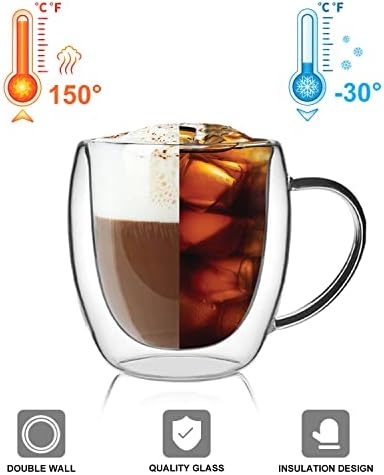 LIBWYS 2 Pack Double Walled Coffee Cups Glasses Mug, 8.5oz Borosilicate - Image 7