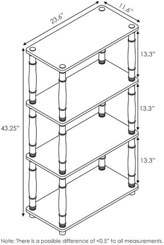 Furinno Turn-N-Tube 4-Tier Multipurpose Shelf Display Rack, Classic Tubes, Dark Cherry/Black - Image 3