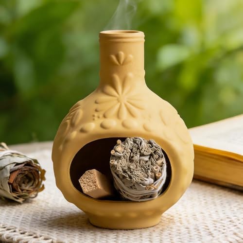 MOUGIGI Yellow Clay Palo Santo Holder & Incense Cone Burner for Sage Stick by MOUGIGI