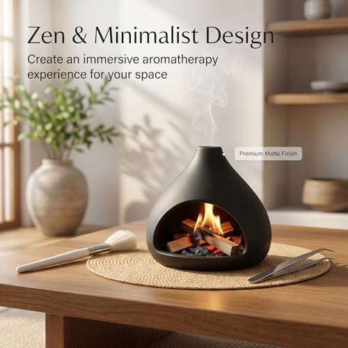 EATAKWARD Ceramic Brown Palo Santo Incense Holder, Mini Chimney Design for Burning Sticks and Sage, Suitable for Meditation and Relaxation Spaces (StyleC) - Image 6