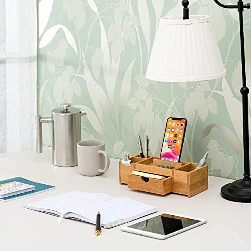 Bamboo Desk Organizer – Durable Office Wood Desk Organizer with Drawers, Storage Compartments, Pen Holder, and Phone Holder- Home and Office Desk Organizers and Accessories - Image 3