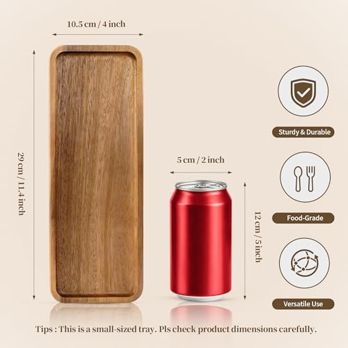Small Wooden Tray | Acacia Wood Serving Tray Platter Mini Vanity Tray Decor - Image 2