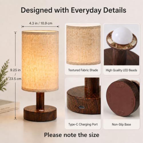 Mini Cordless Bedside Lamp, Touch Rechargeable LED Night Light - Image 6