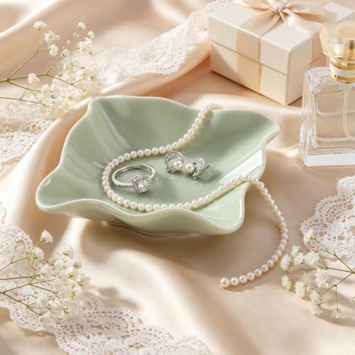 HOME SMILE Ceramic Ring Dish Green Wavy Square,Trinket Dish Ring Holder Jewelry Tray Cute Vanity Organizer Aesthetic Nightstand Bathroom Room Decor - Image 5