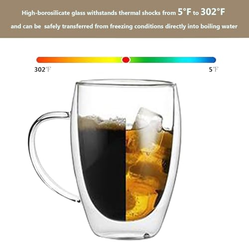 DINGPAI 4 Pack Double Wall Glass Coffee Mugs, 12oz Clear Coffee Cups - Image 5