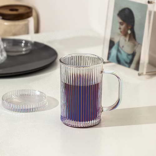 Lysenn Iridescent Glass Mug with Lid, Premium Coffee Mug, 13oz Tea Cup - Image 3