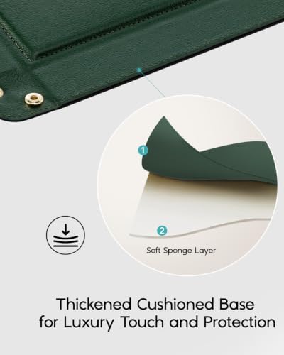 VLANDO Valet Tray, Foldable PU Leather Catchall Tray for Men, Dark Green - Image 3