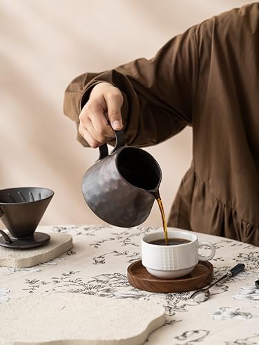 Pour Over Coffee Maker,Ceramic Coffee Maker With 40 pcs Paper Filter，15oz/450ml Ceramic Pour Over Coffee Dripper (Retro gold) - Image 6
