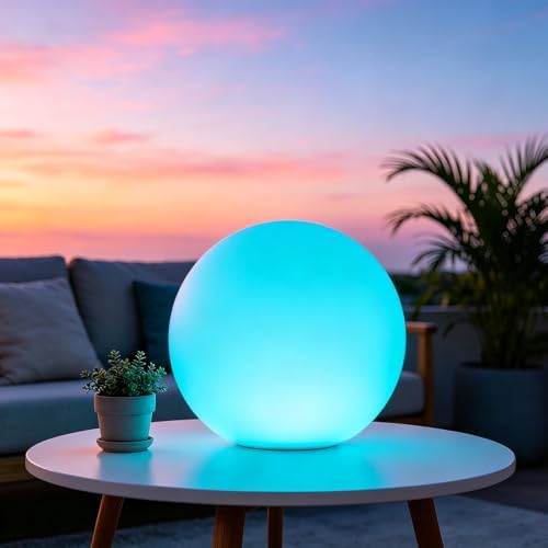 Glowing LED Ball Light, 12-inch RGB Color Changing Globe Orb Night Lamp - Image 3