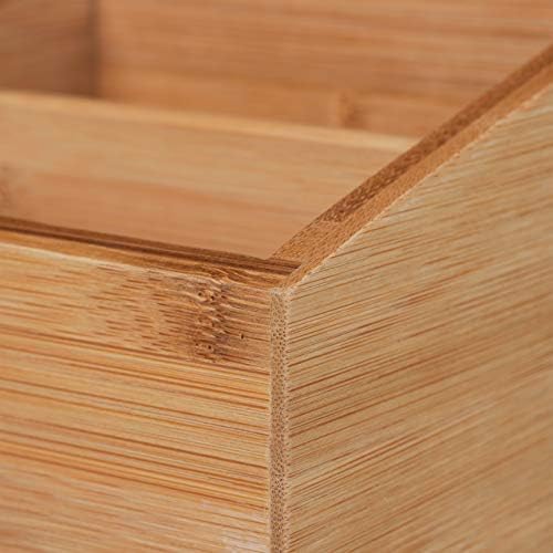 Relaxdays Bamboo Storage Box, 6 Compartments, Universal Organiser Box for Office, Bathroom, Kitchen, HxWxD: 10 x 14 x 35 cm, Natural - Image 6