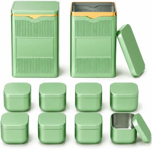 10 Pack Tea Tin with Airtight Lid, Tea containers for Loose Tea Storage by COGOYOLO