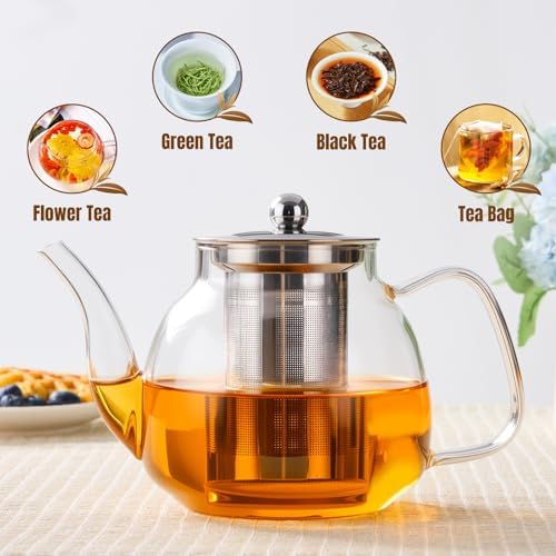 PARACITY Glass Teapot with Infuser, 34 oz Stovetop Tea Kettle, Long Spout - Image 5