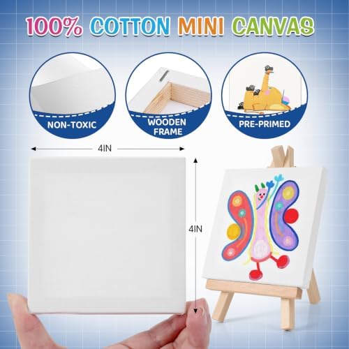 ESRICH 40 Set Mini Canvas Painting Kit, 4x4in Mini Paint Set - Image 4