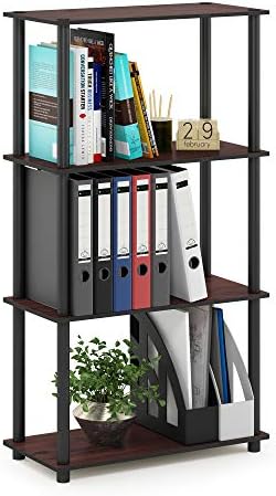 Furinno Turn-N-Tube Toolless 4-Tier Storage Shelves, Dark Cherry by Furinno-FitsYourSpaceFitsYourBudget