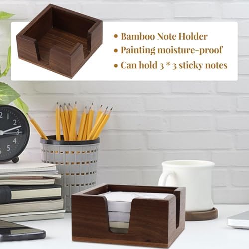 MultiBey Wood Double Opening Sticky Note Holder -Walnut Memo Pads Dispenser - Image 4