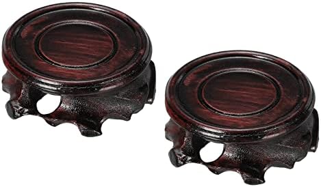 MECCANIXITY Wooden Stand Holders Displays Base 50mm Diameter Black for Vase Bonsai Stone Pack of 2 by MECCANIXITY
