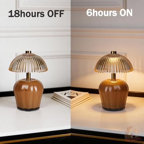 MJ PREMIER Rechargeable Table Lamp, Small Cordless Lamp with Timer, Brown*2 - Image 4