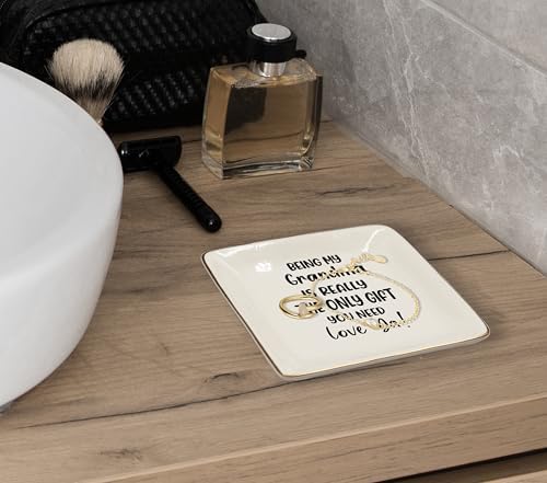 WODMIS Grandma Gifts Ceramic Jewelry Tray Dish, Grandma Gift for Mother's Day from Grandkids Jewelry Plate Ring Trinket Dish, Grandmother Gifts from Granddaughter Grandson - Image 5