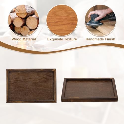 Wooden Serving Tray Rectangular Wood Serving Tray Decorative Platter, 8.7x5.9 Inch Fit for Home Decor Kitchen Coffee Table Candle Holder, (Brown) - Image 4