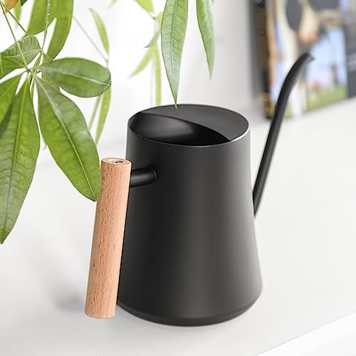 Black Watering Can for Indoor Plants, 1L/35oz Stainless Steel - Image 4